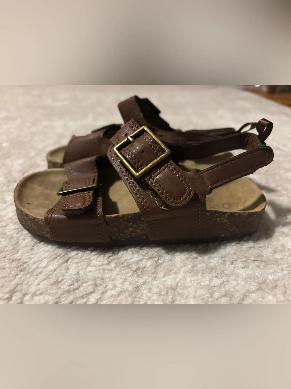 Kids Sandals Tan Brown Double Buckle Sandal - Size 11